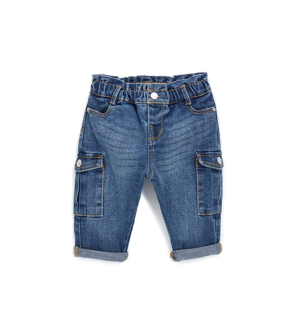 Baby girl's denim cargo jeans
