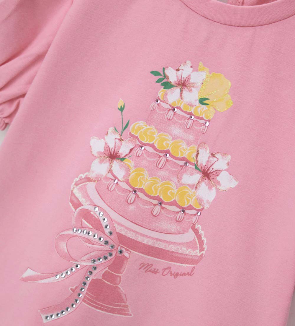 Girl - T-shirt with rhinestones 9 - 12 M Yellow
