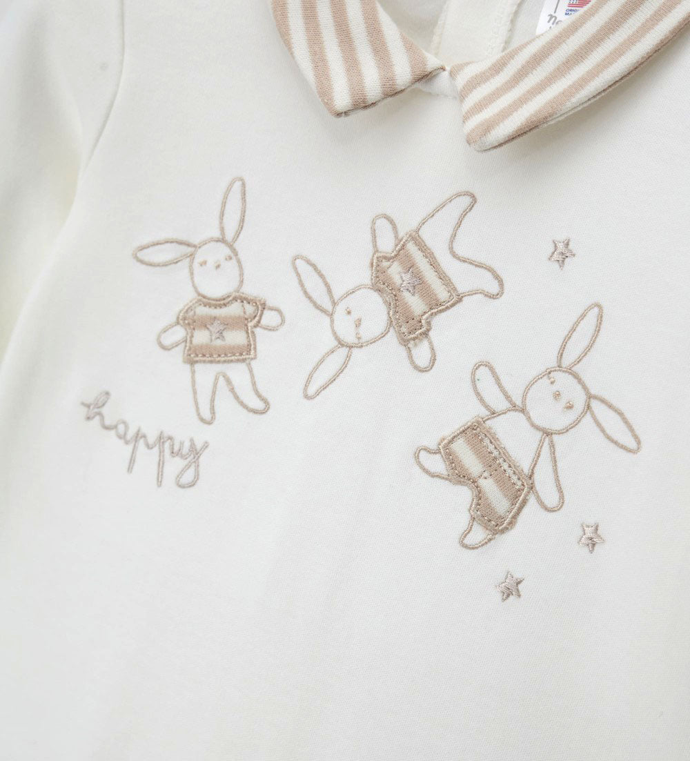 Newborn - Strip romper Beige 1M