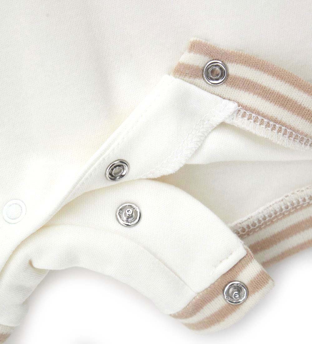 Newborn - Striped romper Beige 1M