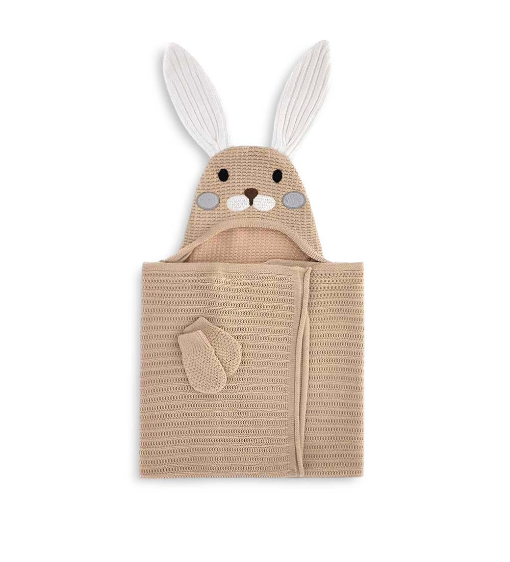 Newborn - Hooded blanket Beige UNI