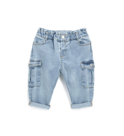 Baby girl's denim cargo jeans