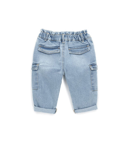 Baby girl's denim cargo jeans