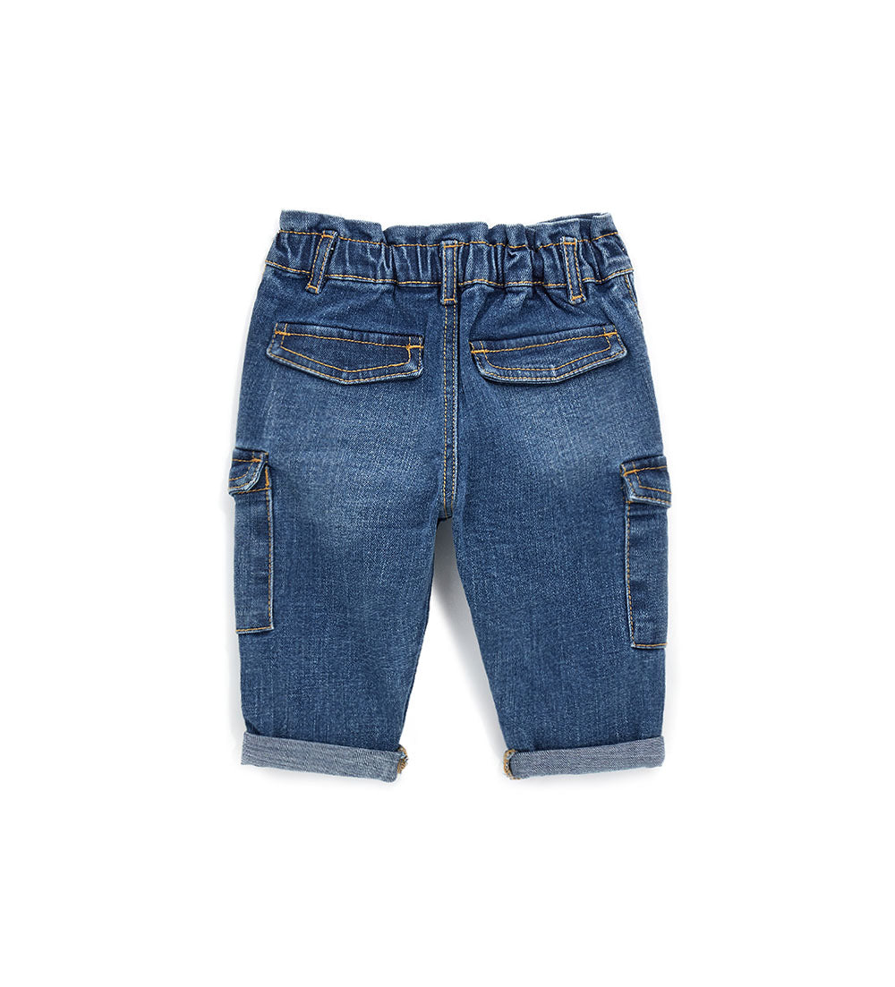 Baby girl's denim cargo jeans