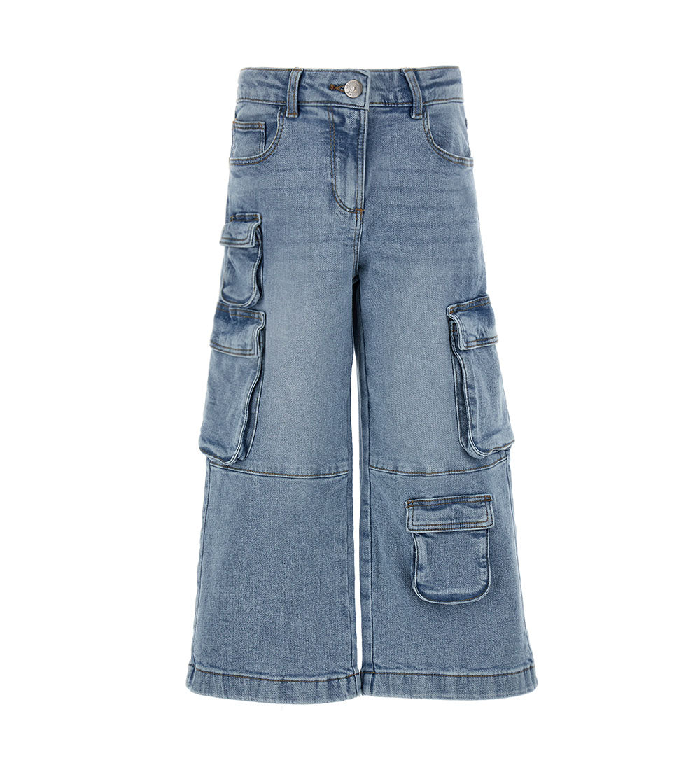 Girl's denim cargo jeans