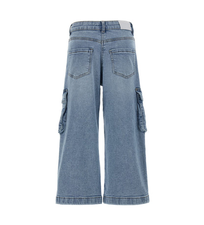 Girl's denim cargo jeans