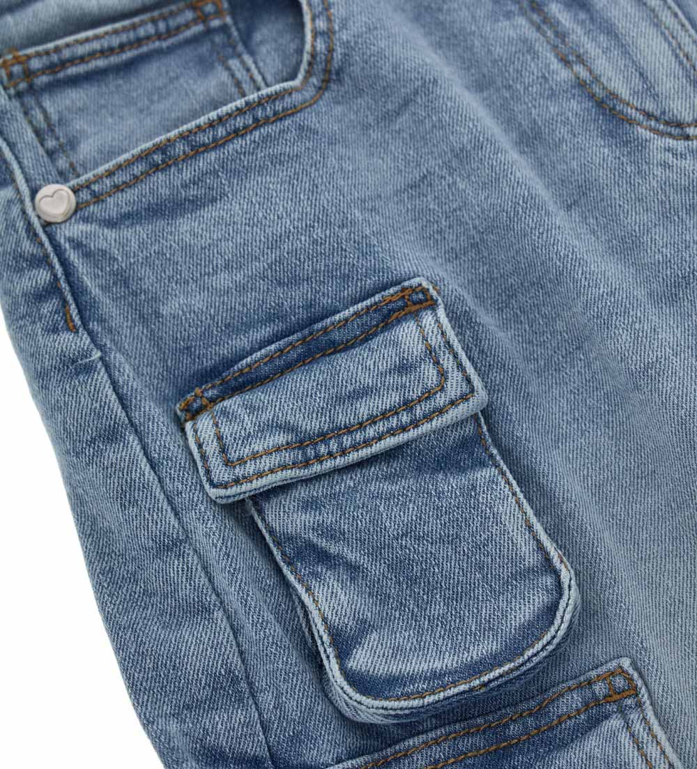 Girl's denim cargo jeans