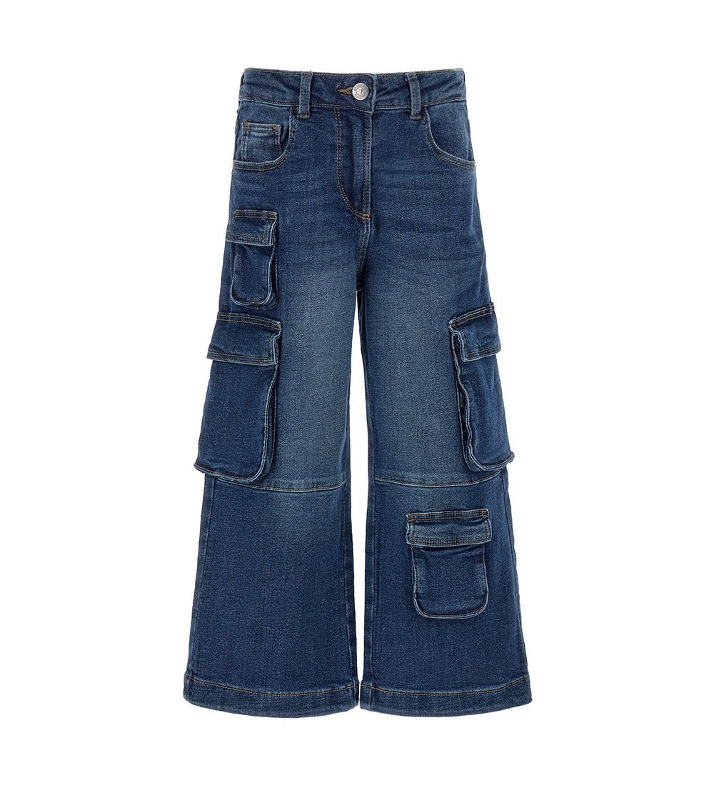 Girl's denim cargo jeans