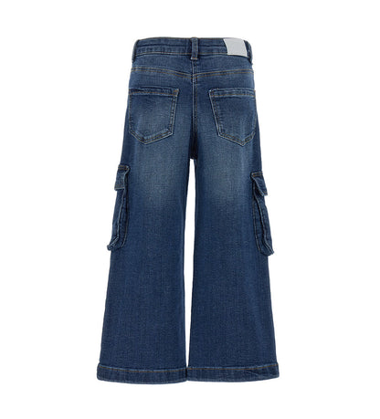 Girl's denim cargo jeans