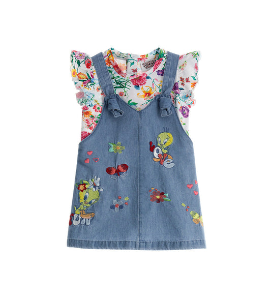 BABY GIRL'S WB TWEETY OVERALL SET