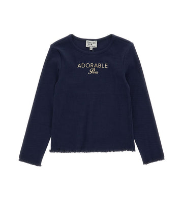 Girl - Laminated Print Ribbed T-shirt 9 - 10 Y Blue