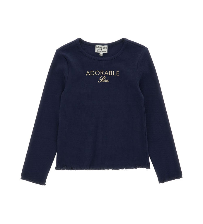 Girl - Laminated Print Ribbed T-shirt 9 - 10 Y Blue