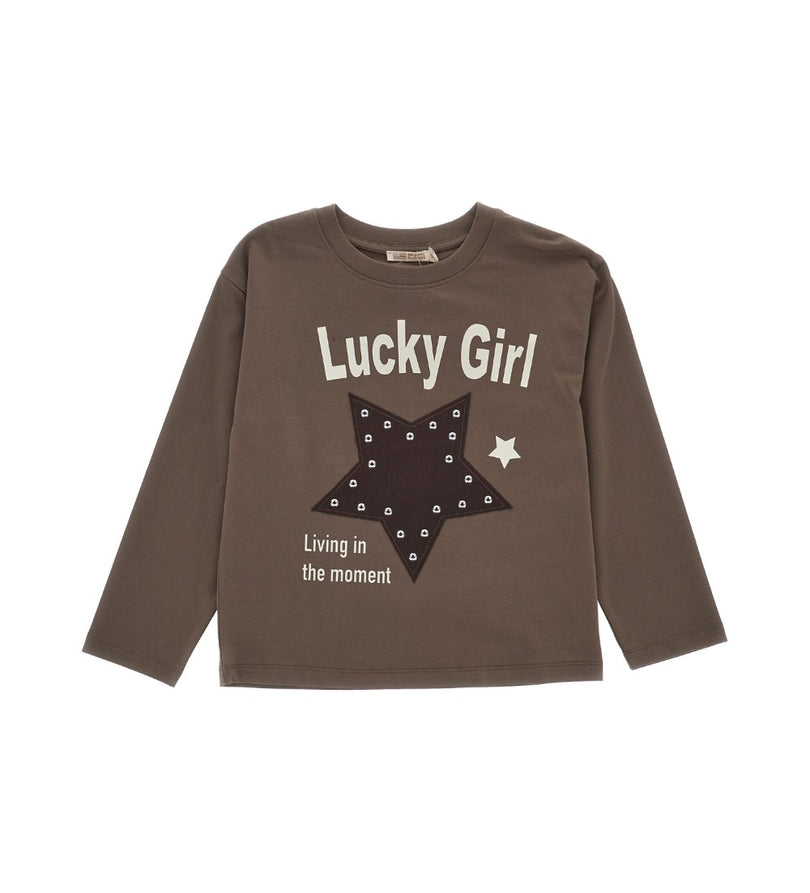 Girl - Printed Applique T-shirt 9 - 10 Y Brown