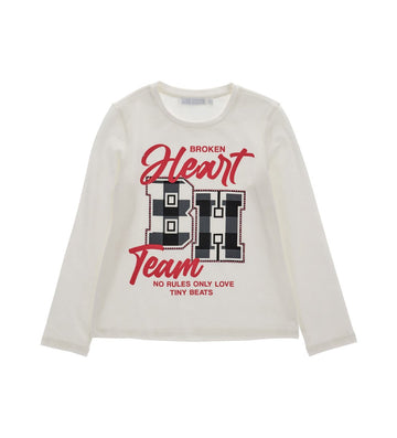 Girl - Printed Rhinestone T-Shirt 9 - 10 Y Off White