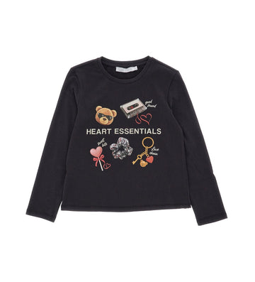 Girl - Rhinestone Print Crew Neck T-shirt 9 - 10 Y White