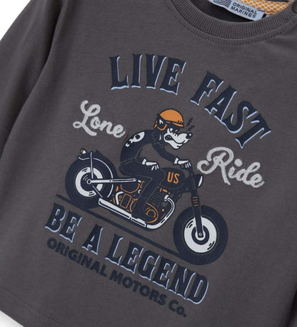 Boy - Printed T-shirt Grey 9 - 12 M