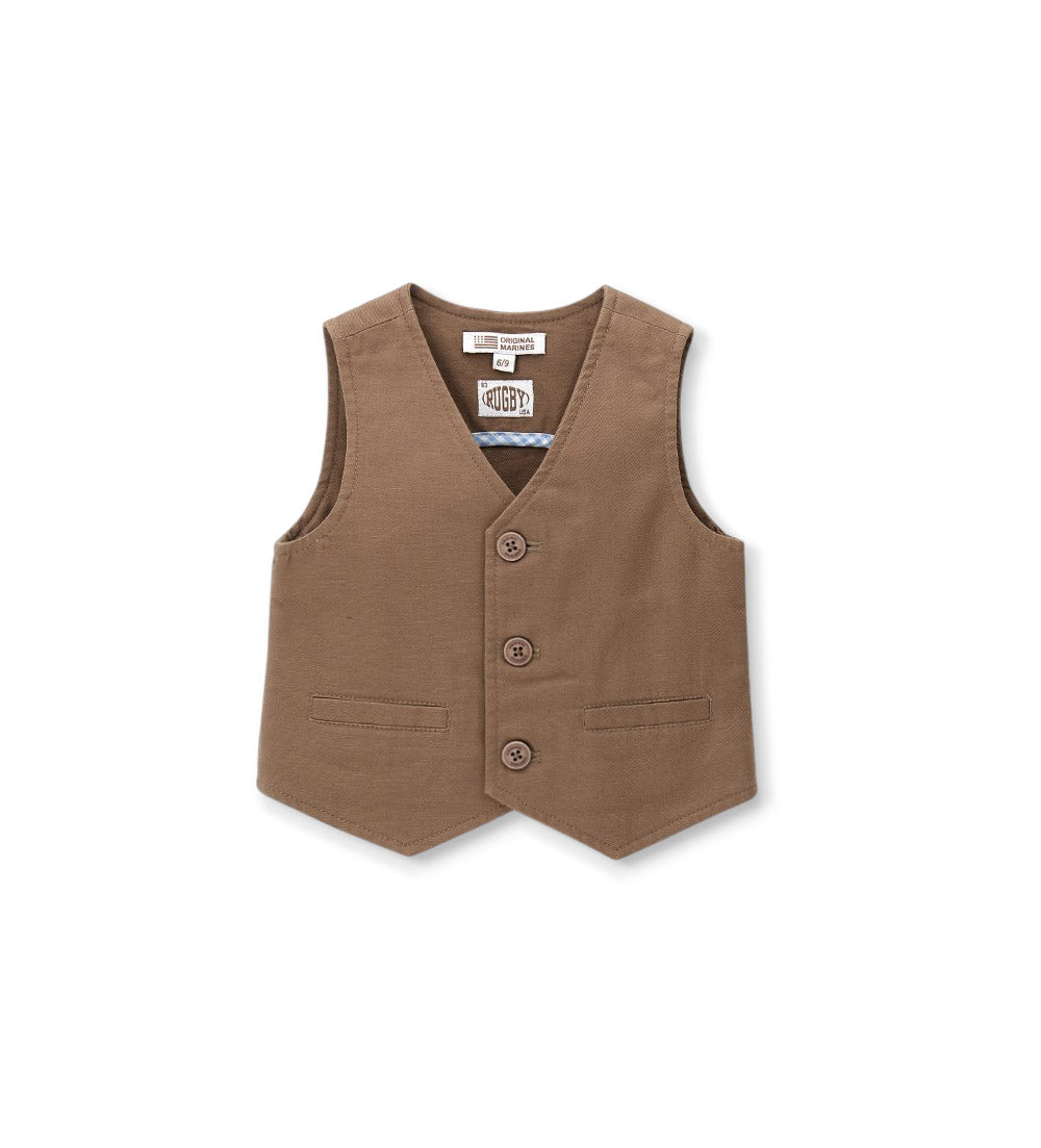 Boy - Solid color vest 9 - 12 M Brown
