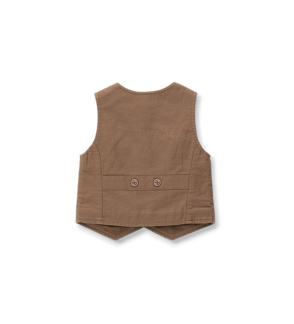 Boy - Solid color vest 9 - 12 M Brown