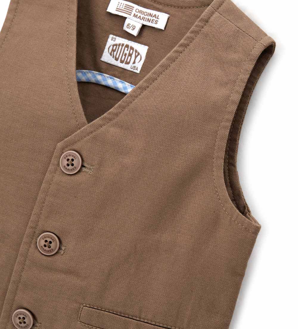 Boy - Solid color vest 9 - 12 M Brown