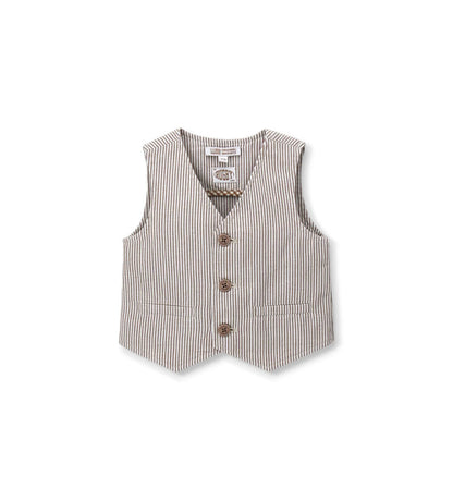 Boy - Solid color vest 9 - 12 M Brown