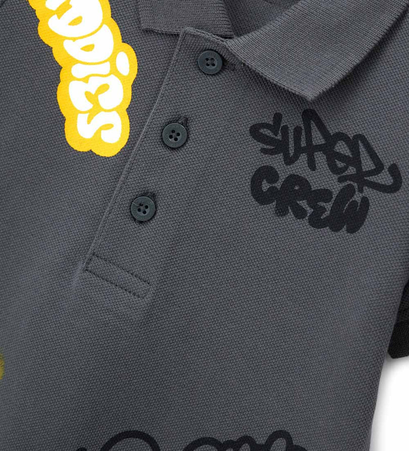 Boy - Short-Sleeved polo shirt 9 - 12 M Grey