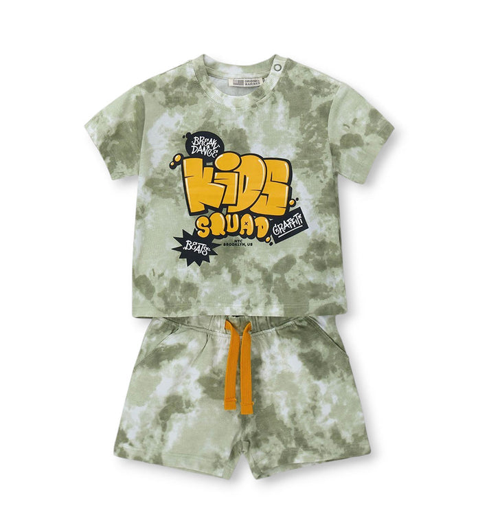 Boy - T-shirt and bermuda shorts set 9 - 12 M Green