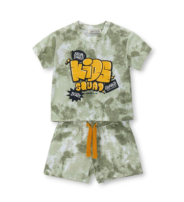 Boy - T-shirt and bermuda shorts set 9 - 12 M Green