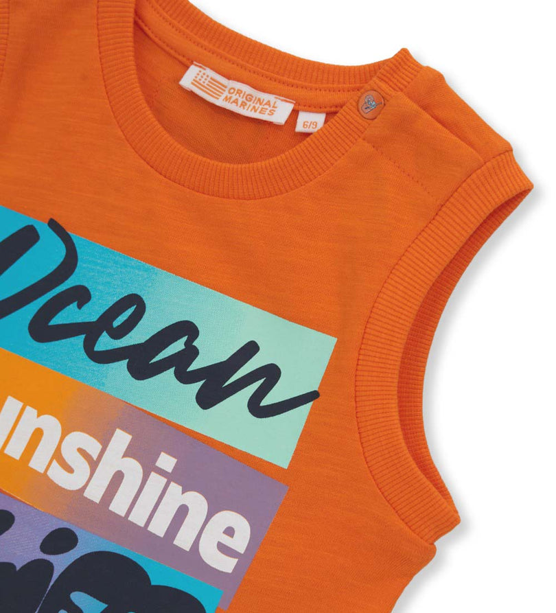 Boy - Sleeveless T-shirt 9 - 12 M Orange