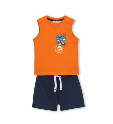 Boys' T-shirt and Bermuda shorts set in Orange - 9 - 12 M | Original Marines UAE