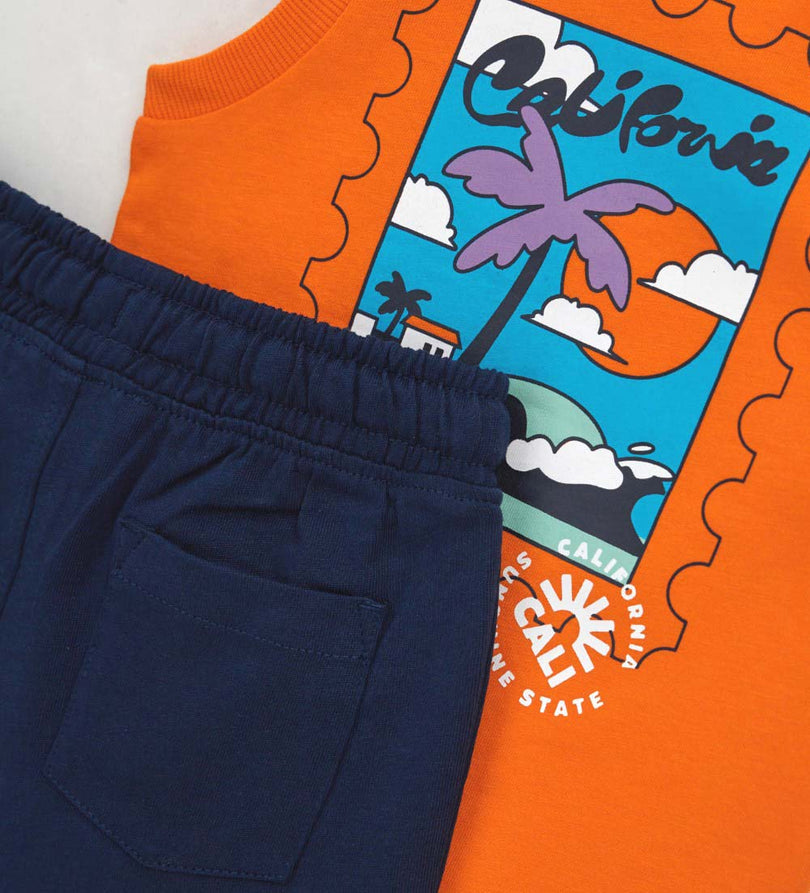 Boys' T-shirt and Bermuda shorts set 18 - 24 M Orange - 18 -24 M | Original Marines UAE