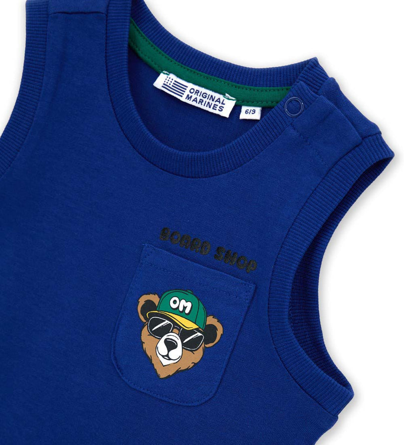 Boys' Sleeveless T-shirt with pocket in Blue - 9 - 12 M | Original Marines UAE