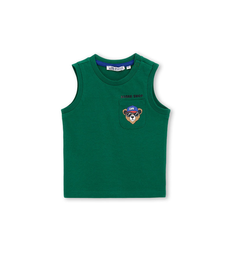 Boys' Sleeveless T-shirt with pocket in Green - 9 - 12 M | Original Marines UAE