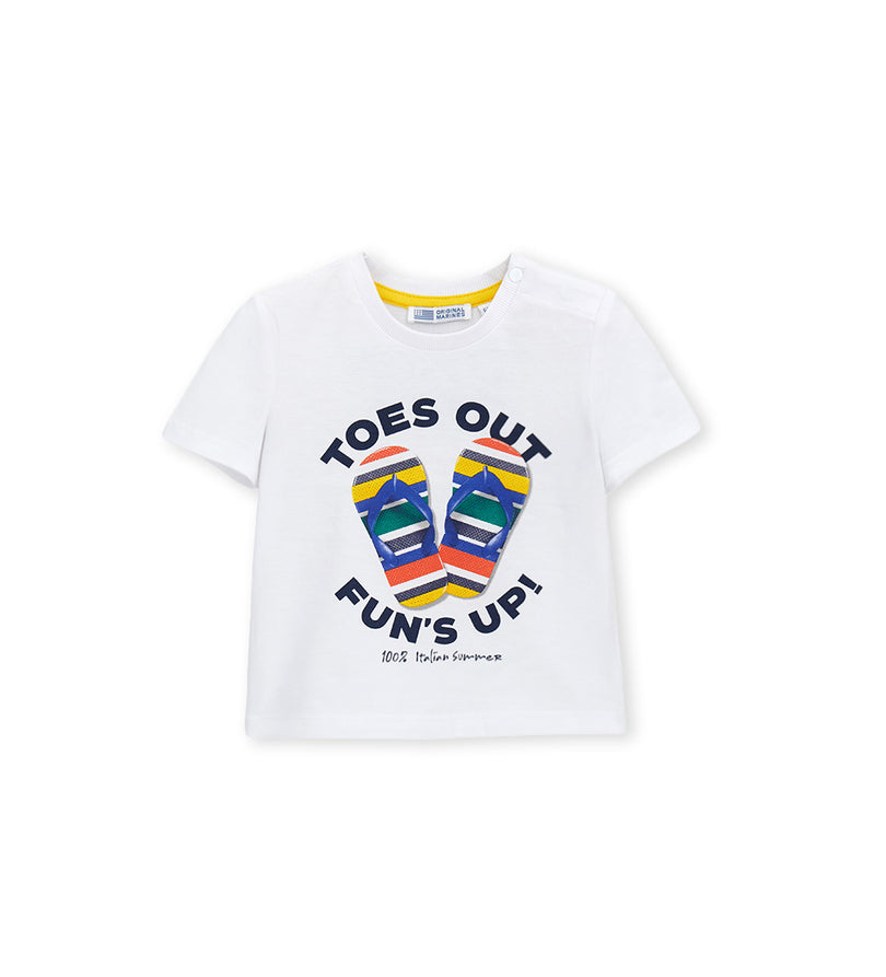Boys' Short-sleeved T-shirt in White - 9 - 12 M | Original Marines UAE