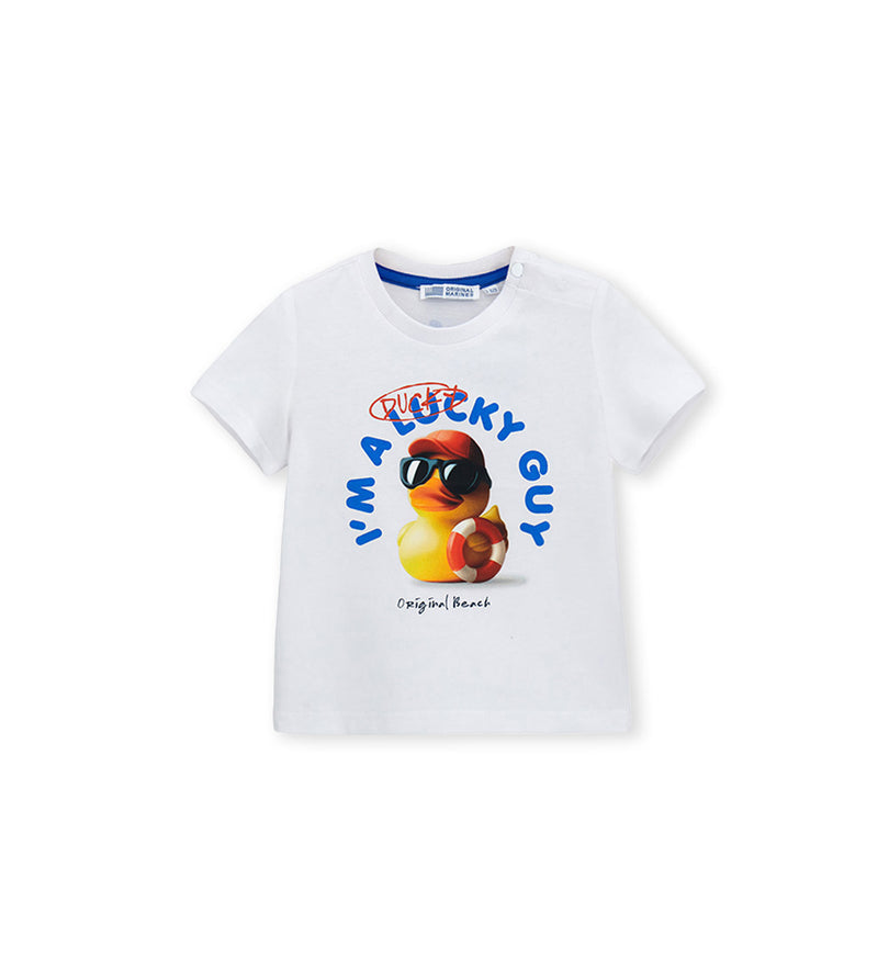 Boys' Short-sleeved T-shirt in White - 9 - 12 M | Original Marines UAE