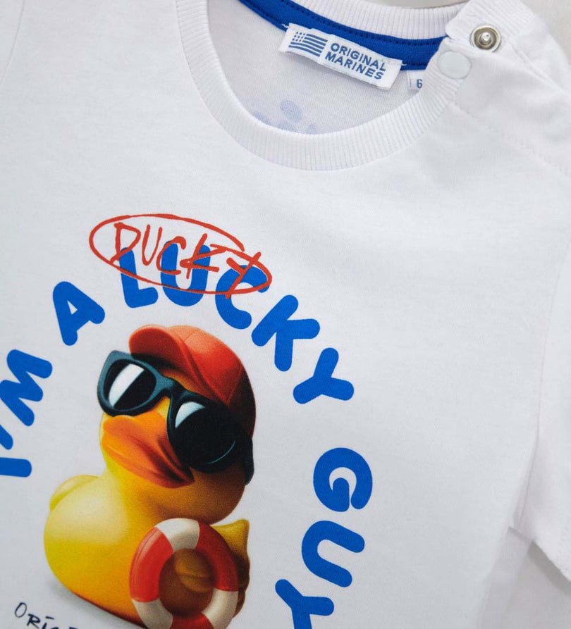 Boys' Short-sleeved T-shirt in White - 9 - 12 M | Original Marines UAE