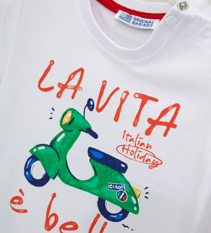 Boys' Short-sleeved T-shirt in White - 9 - 12 M | Original Marines UAE