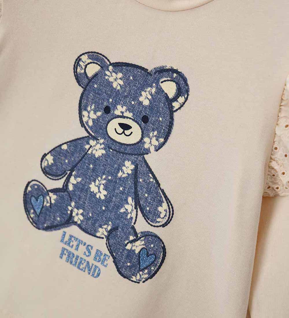 Girl - T-shirt with teddy bear & ruffles 9 - 12 M Beige