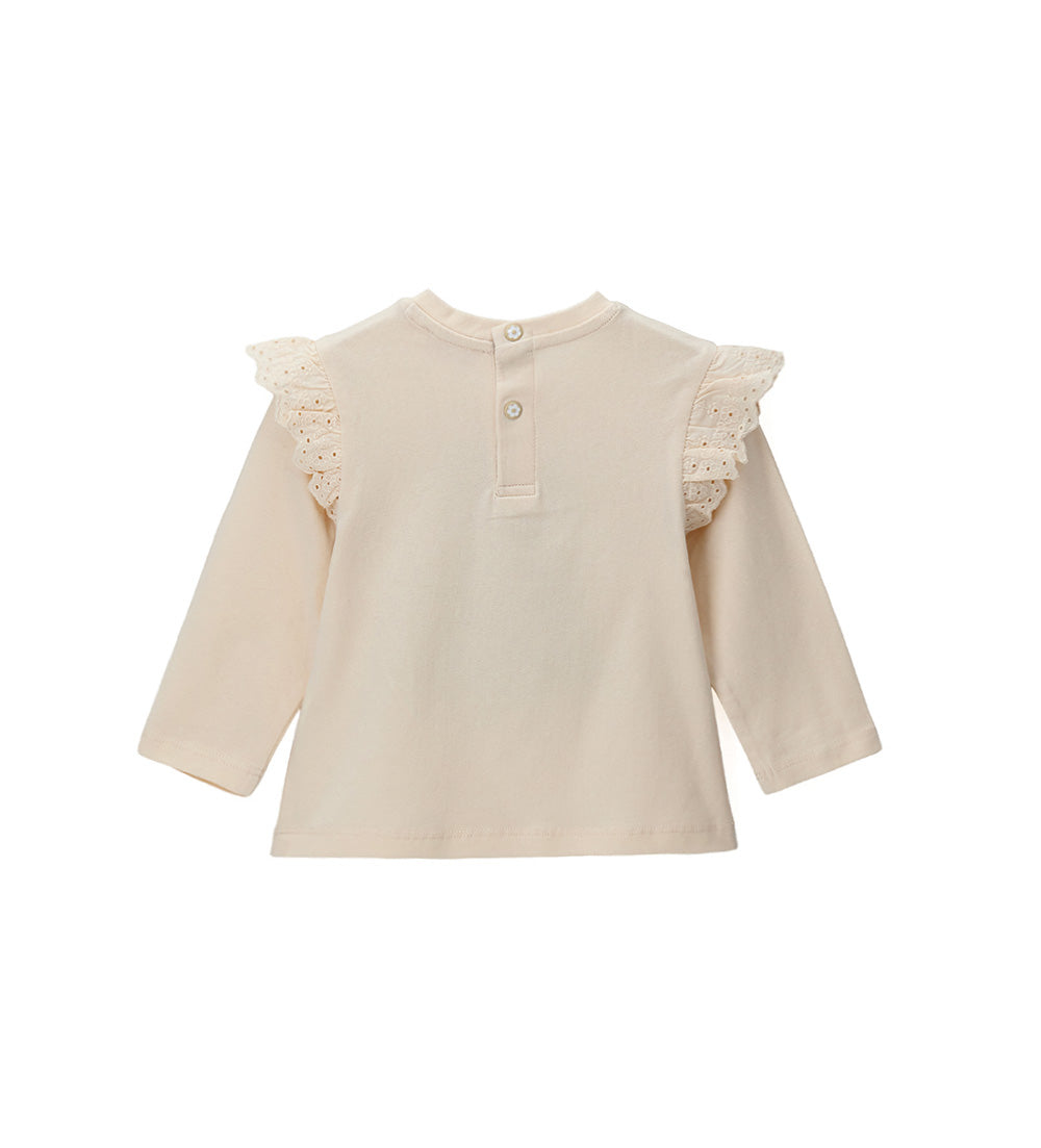 Girl - T-shirt with teddy bear & ruffles 9 - 12 M Beige