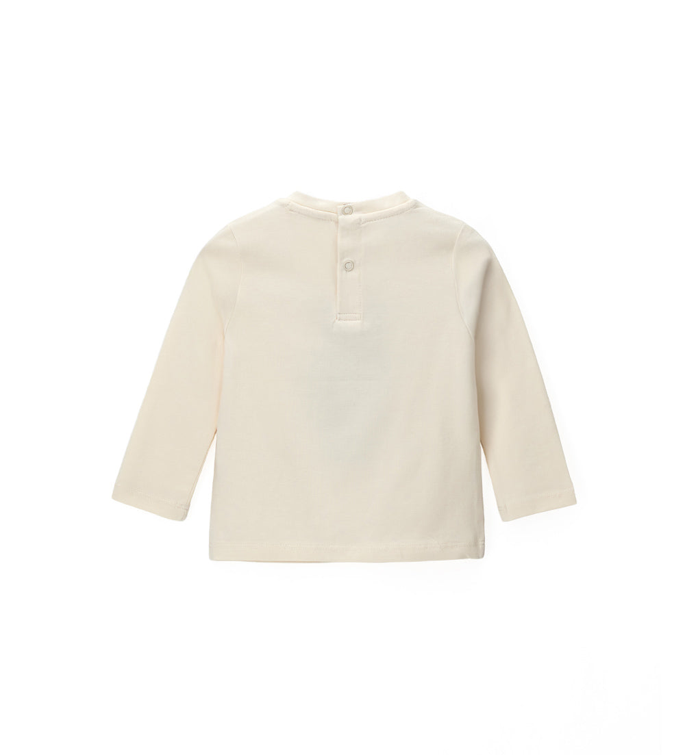 Girl - T-shirt with teddy bear and ruffles 9 - 12 M Beige
