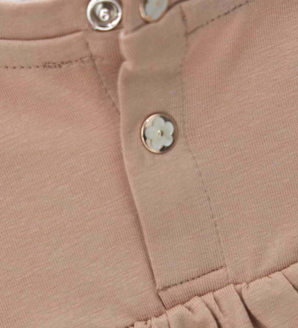 Girl - T-shirt with flowers and sequins 9 - 12 M Beige
