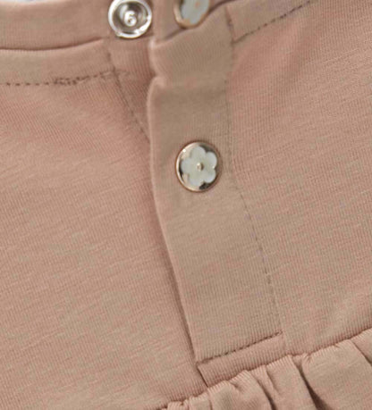 Girl - T-shirt with flowers and sequins 9 - 12 M Beige