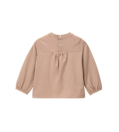 Girl - T-shirt with flowers and sequins 9 - 12 M Beige