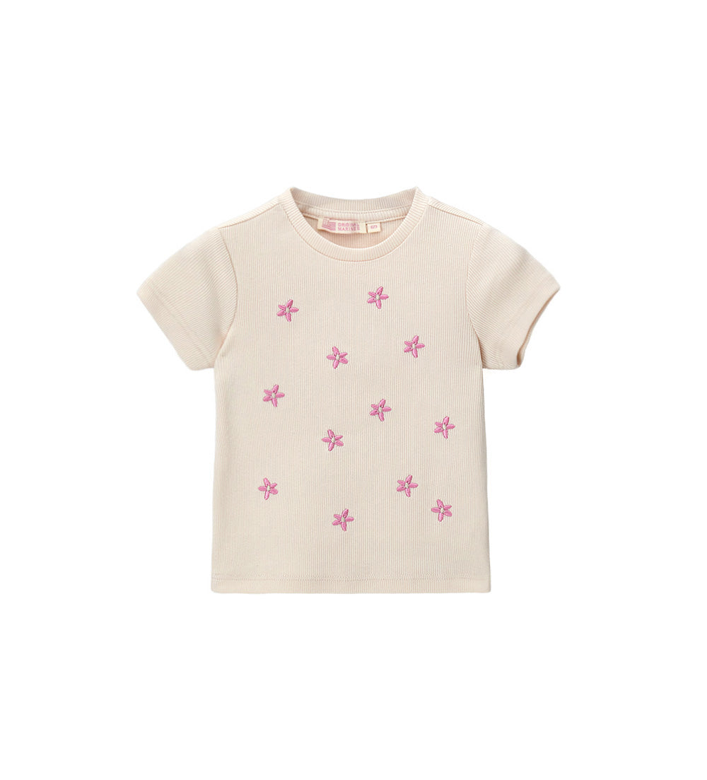 Girl - T-shirt with embroidery 9 - 12 M Beige