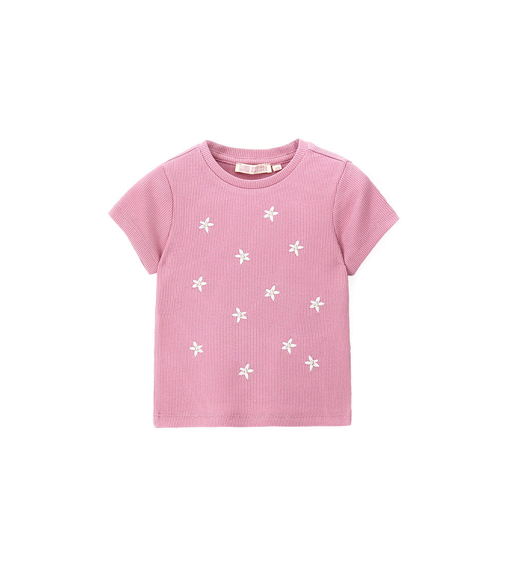 Girl - T-shirt with embroidery 9 - 12 M Beige