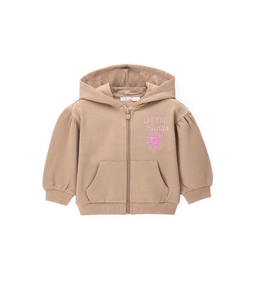 Girl - Sweatshirt jacket with embroidery 9 - 12 M Beige