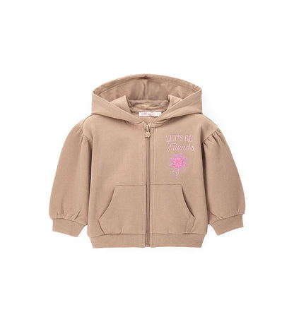 Girl - Sweatshirt jacket with embroidery 9 - 12 M Beige