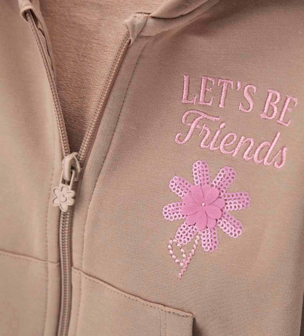 Girl - Sweatshirt jacket with embroidery 9 - 12 M Beige
