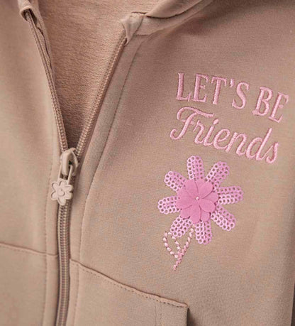Girl - Sweatshirt jacket with embroidery 9 - 12 M Beige