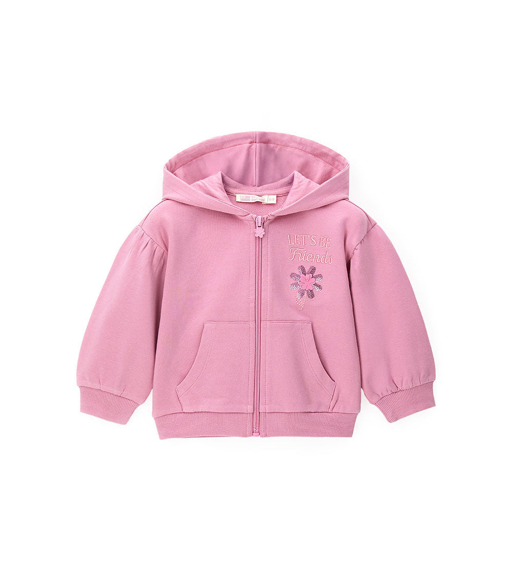 Girl - Sweatshirt jacket with embroidery 9 - 12 M Beige
