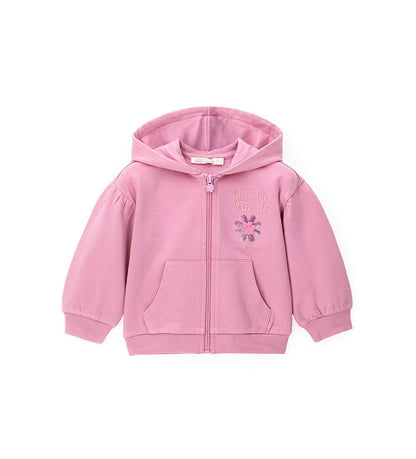 Girl - Sweatshirt jacket with embroidery 9 - 12 M Beige